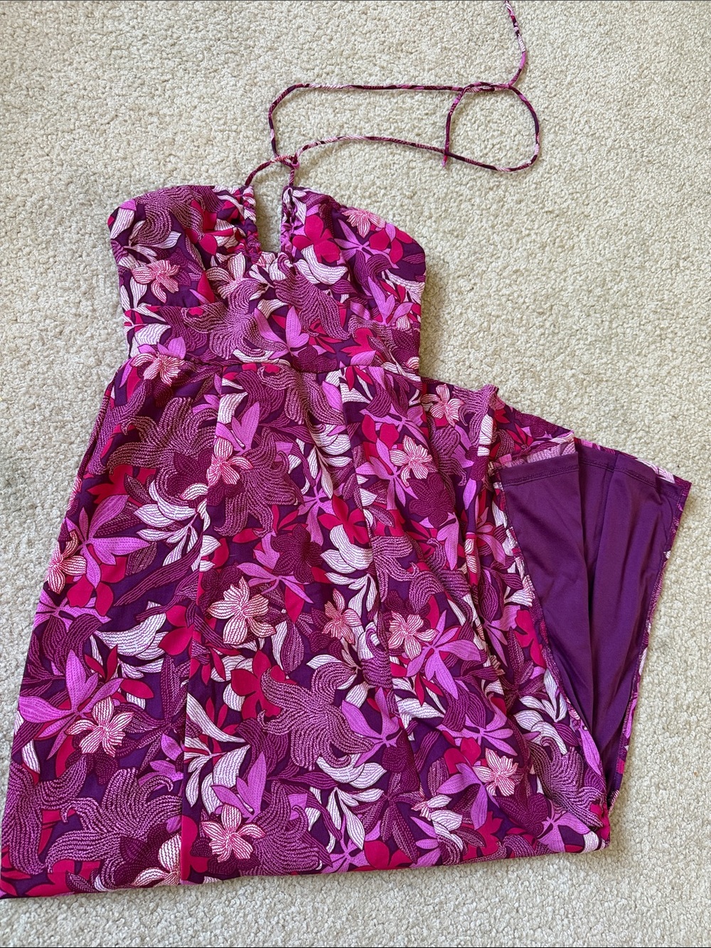 Sincerly Jules Strapless Floral Maxi Dress in Fuchsia and Magenta